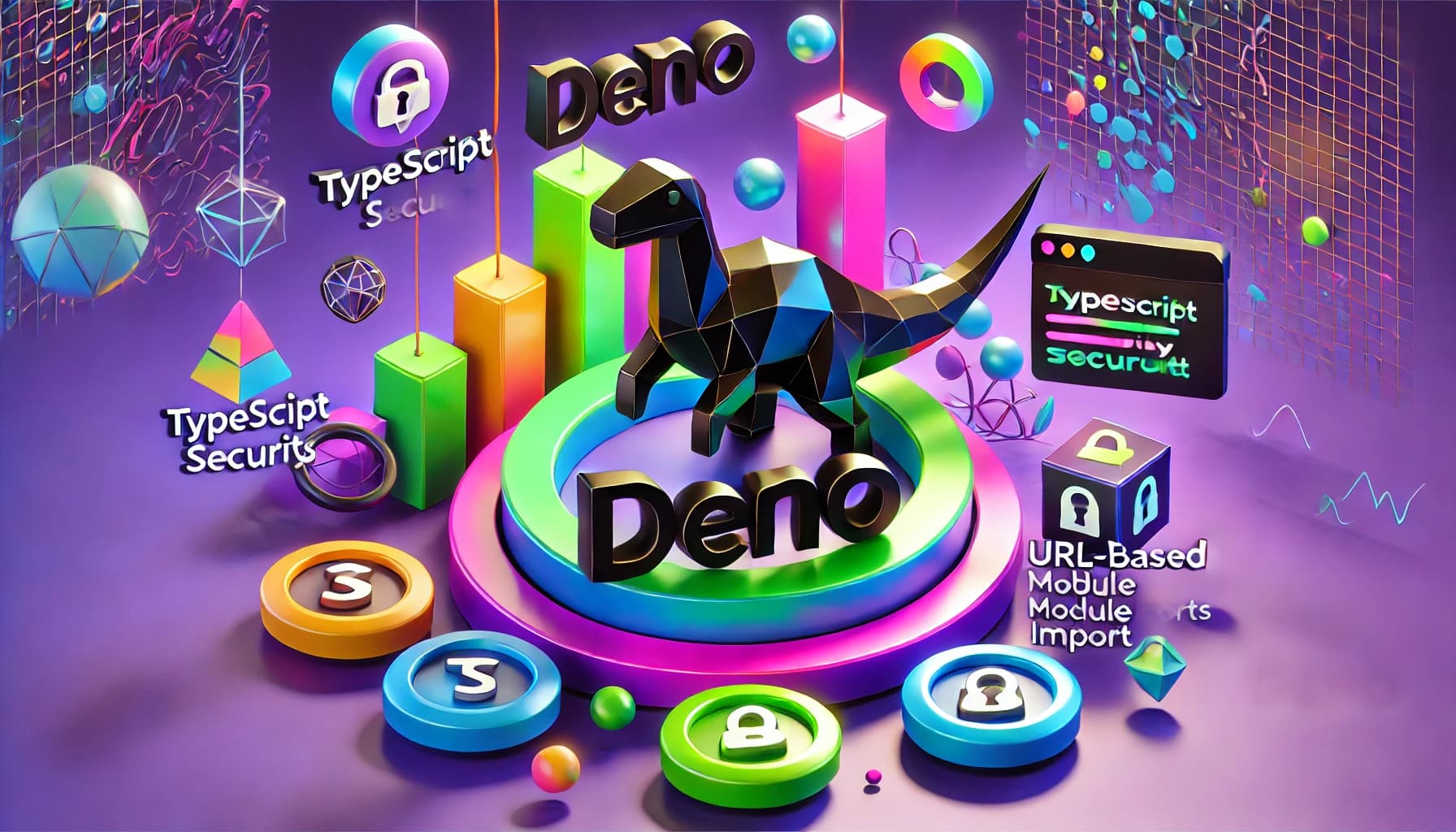 A 3D illustration focusing on Deno